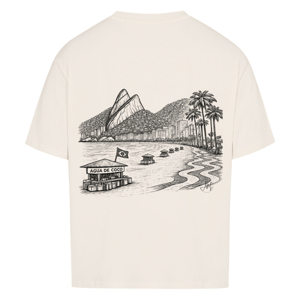 Brasilien Oversized T-Shirt in Natural Raw mit künstlerischem Brasilien Rückenprint