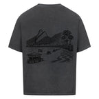 Brasilien Oversized T-Shirt in Washed Black mit großem künstlerischem Rückenprint