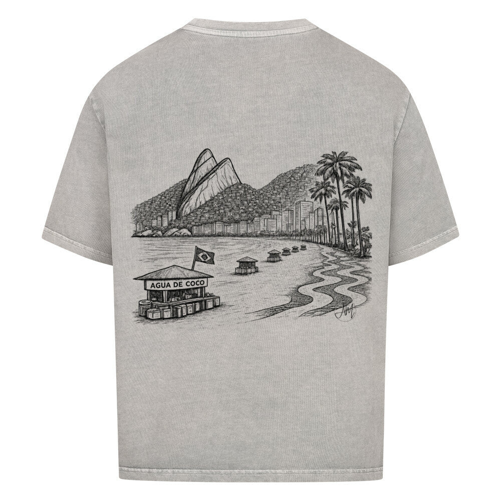 Brasilien Oversized T-Shirt in Washed Grey mit Brasilien-inspiriertem Rückenprint